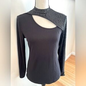 New York & Company Black Asymmetrical Blouse